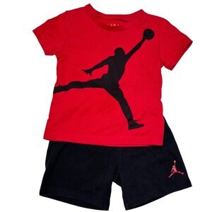 Jordan Jumpman Toddler Boys Red Black 2-Piece T-Shirt Shorts Set 24M C138-023